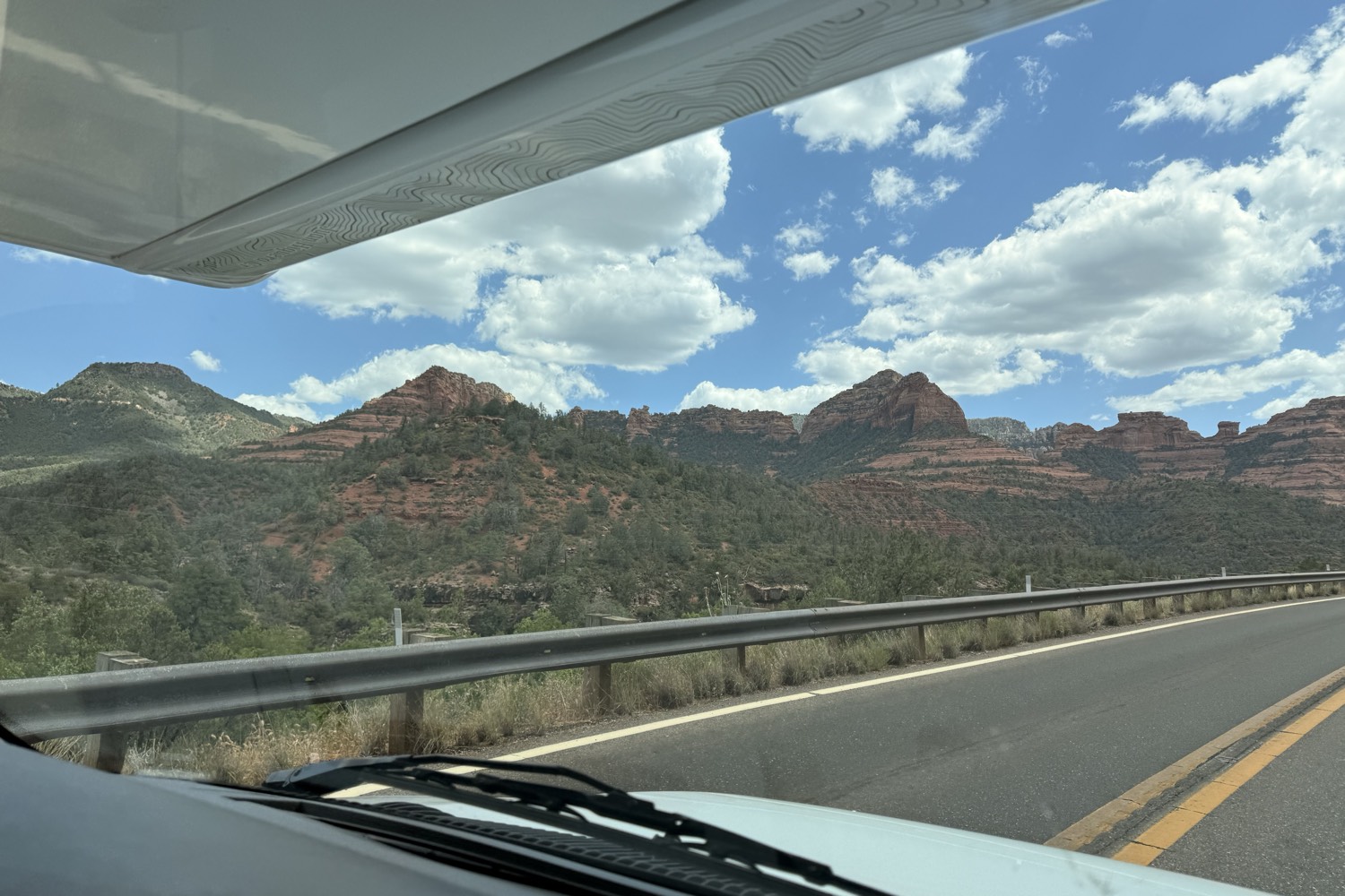 The open road through Sedona, seen from the RV